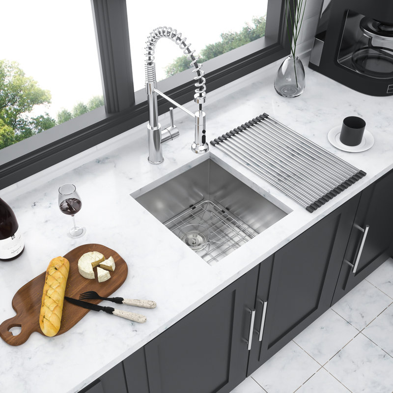 15"X9" Undermount Kitchen Sink - 13 Inch Deep, Stainless Steel 304, Smooth Surface, Condensation Coating, With Pad & Drain Basin Easy To Clean, Condensation And