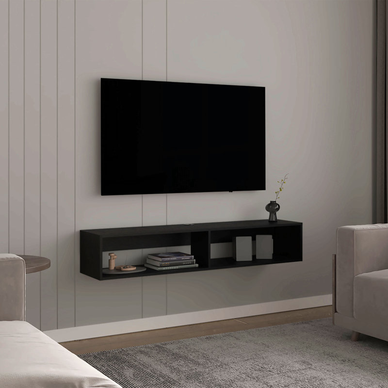 Tv Stand 10.4" H, With 2 Shelves, Black