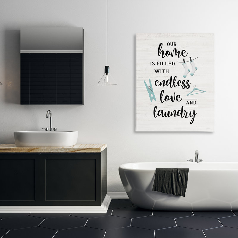  «Cursive Love & Laundry», art mural sur toile par Natalie Carpentieri, H 48 po x l 36 po