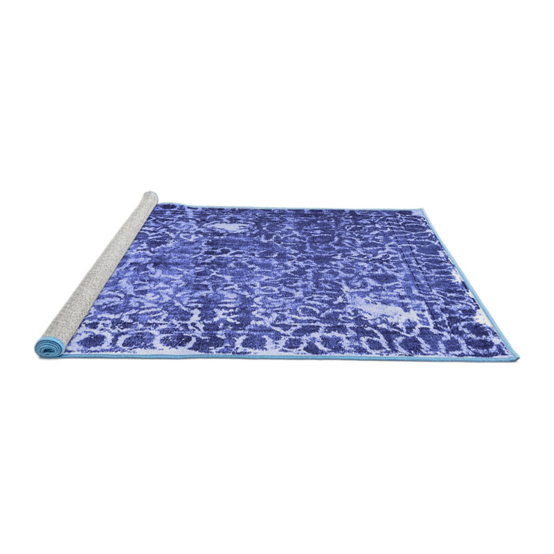 Tapis contemporains bleu lavable à la machine 773, Rectangle 4 pi x 6 pi