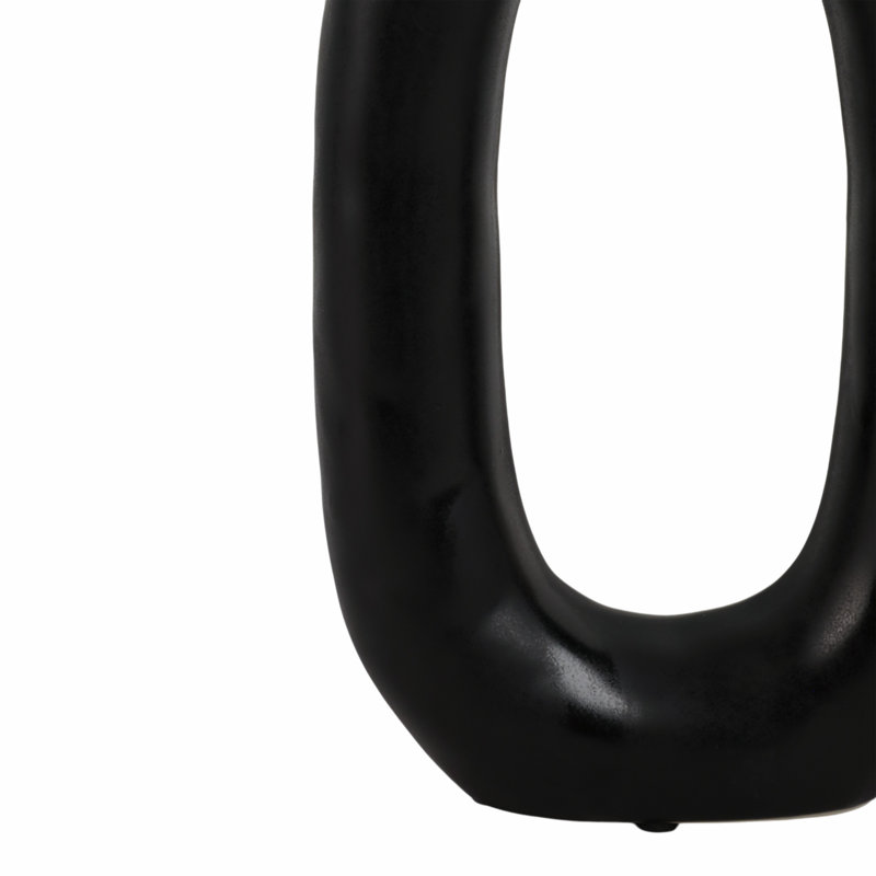 Ceramic Textured Cutout Vase, Oval, Black