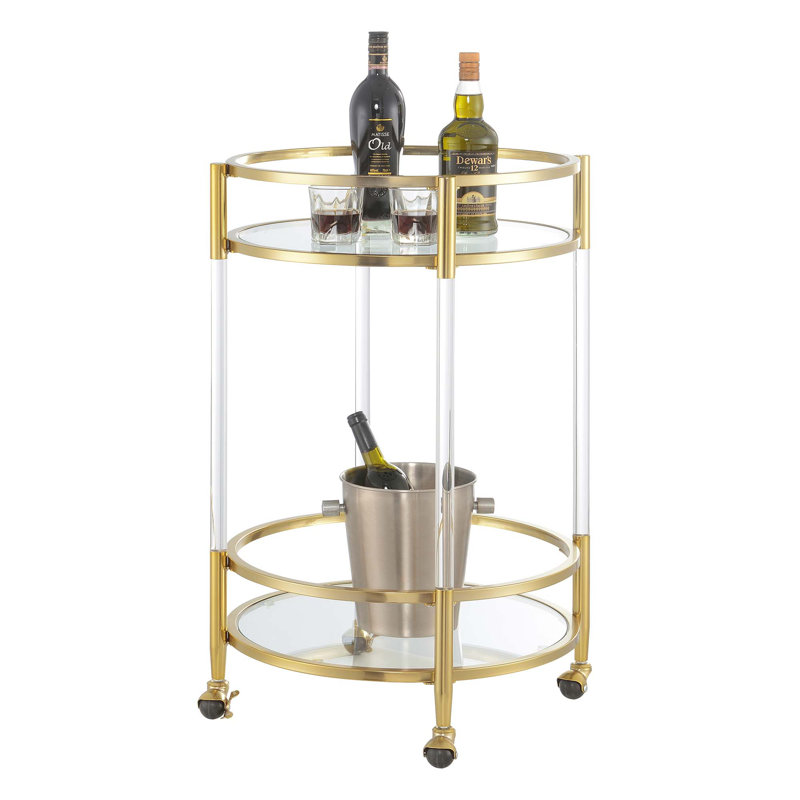 Carolina Acrylic Round Glass Bar Cart