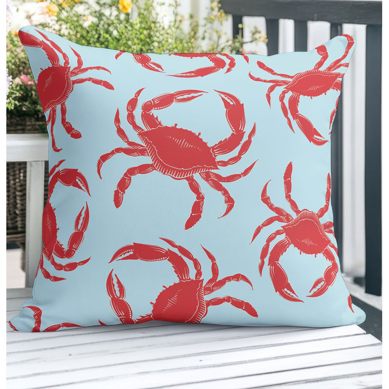 Coussin décoratif d'extérieur Crabby, Carré 18 po, Blue