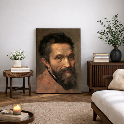 "Michelangelo Buonarroti", portrait de maître de la Renaissance, artiste italien historique, images, impression sur toile encadrée