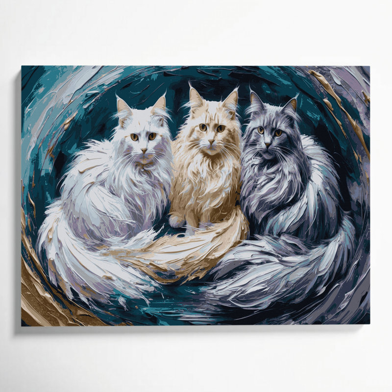 «Cats Cymric Gray», art mural sur toile, H 20 po x l 24 po