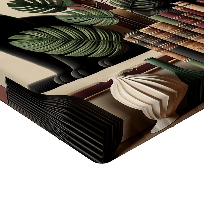 Drap-housse pour chat Ambesonne_ Vases livres Monstera Kitties_ Brun sable / marron / vert