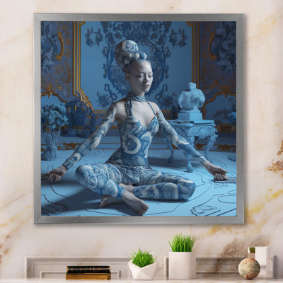 «Spiritual Elegance Blue Yoga Goddess I», reproduction sur toile