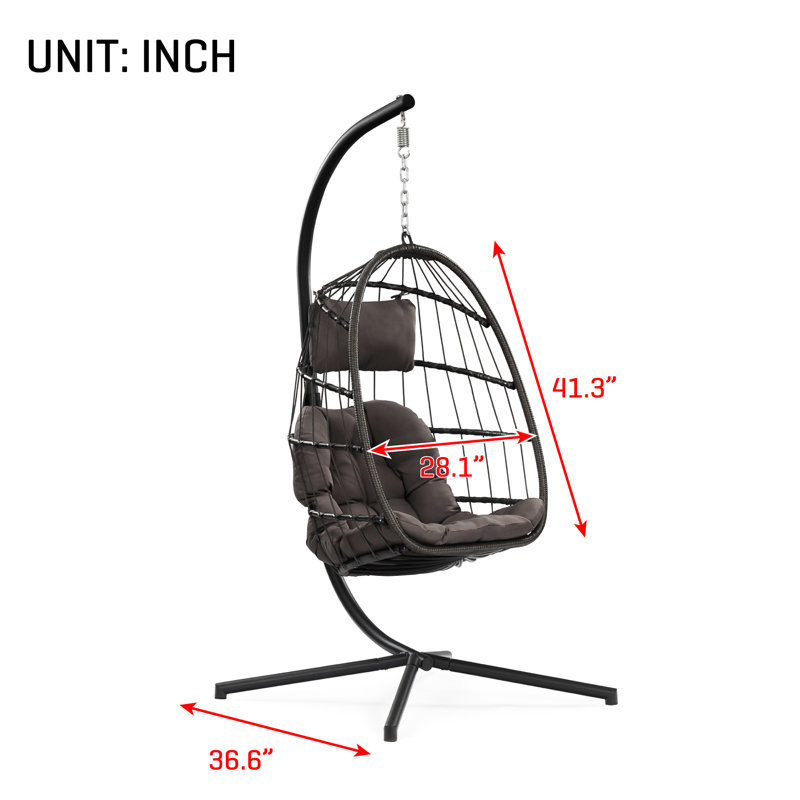 Fauteuil de patio avec coussin gris foncé, structure en aluminium, balançoire pour l'intérieur et l'extérieur - cadre suspendu