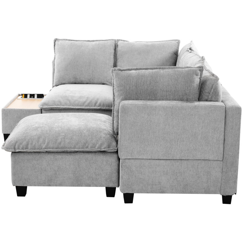 Modulaire en U avec table basse mobile et adaptable - élément de charge caché, zone de rembourrage confortable, garantie de durabilité élevée, rembourrage,