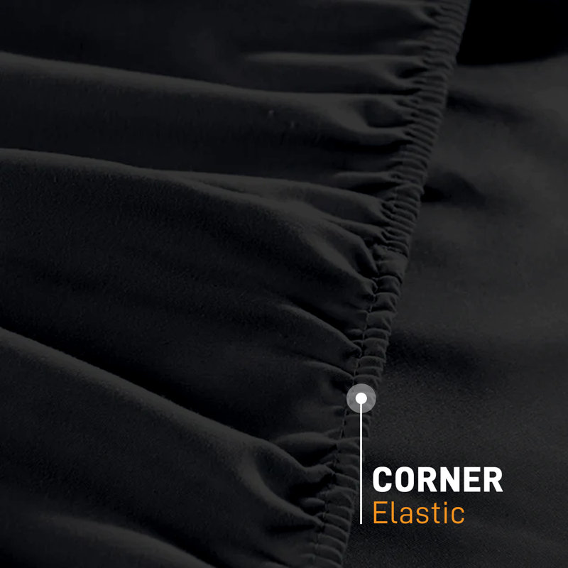 Flannel Fitted Sheet, Double (4'6), Black