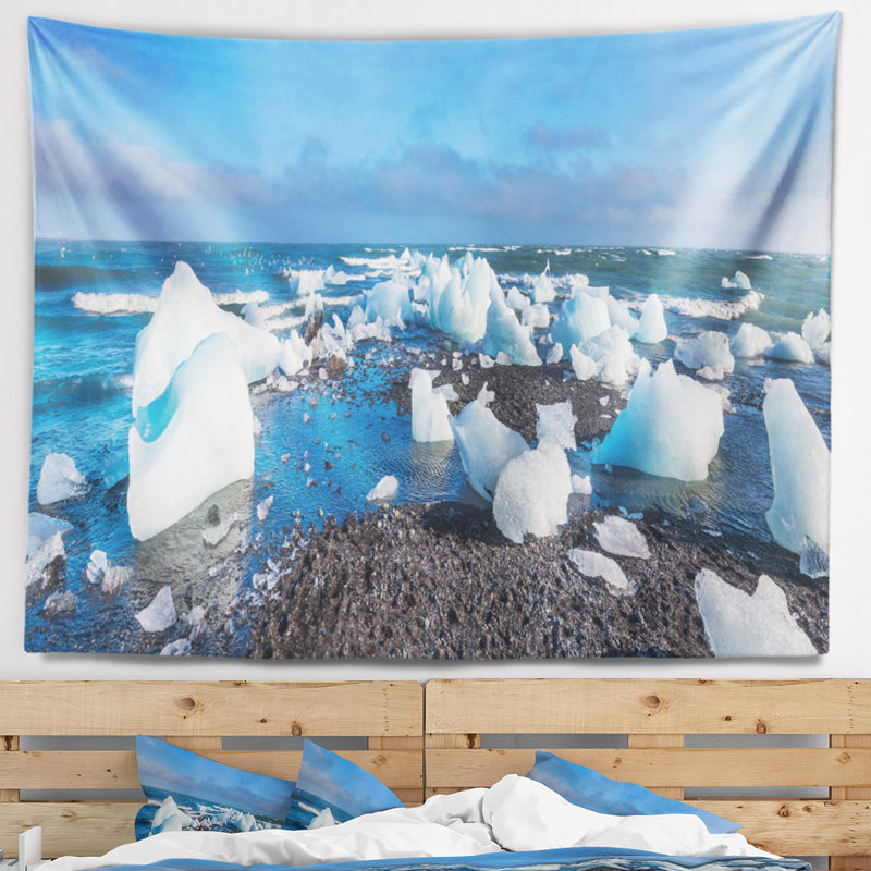 Polyester de blocs de glaçons en tapisserie de mer avec accessoires suspendus inclus, H 32 po x l 39 po