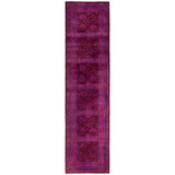 Overdyed Hand-Knotted Wool Modern-Contemporary Purple Runner 3' 2" x 12' 3"