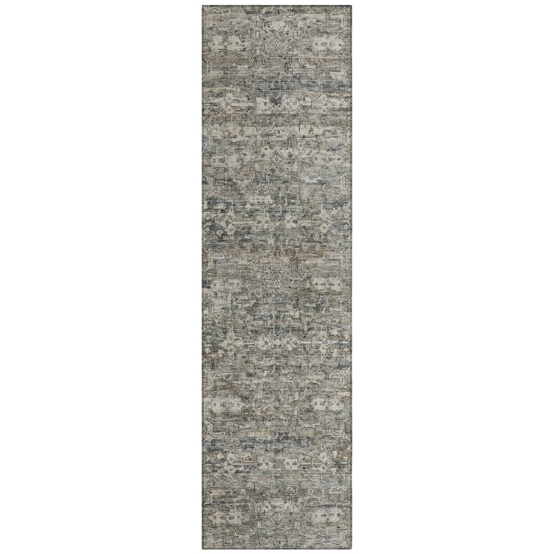 Machine Washable Indoor/Outdoor Hashlamoun ACN2324 Ikat Rug, Runner 2'3" x 7'6"
