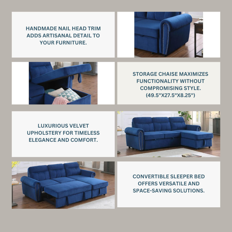 Canapé-lit modulaire réversible en velours Latitude Run®