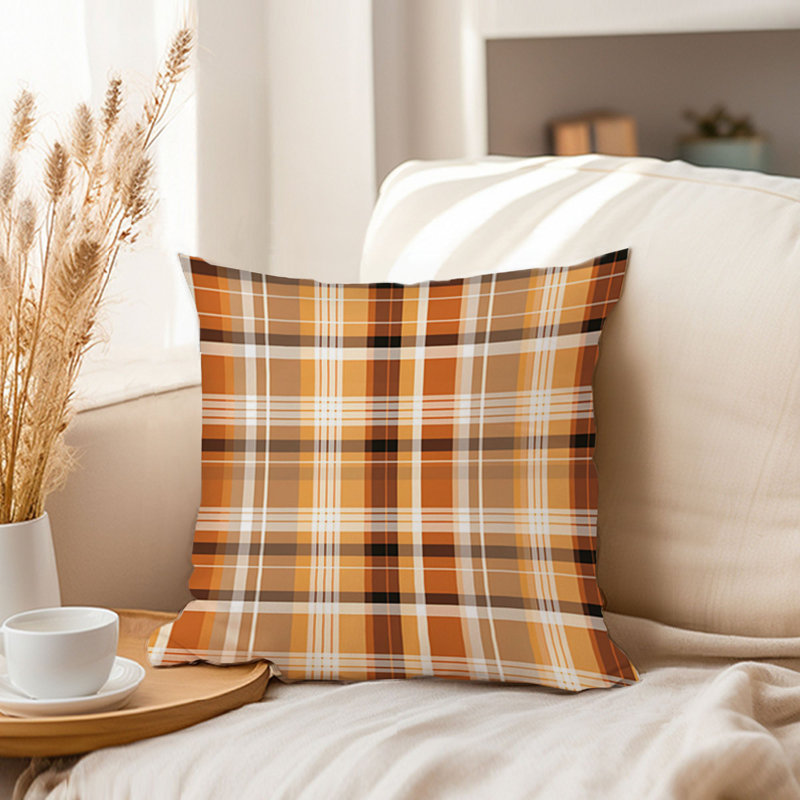 Fall Plaid Pattern IV Modern, 16"H x 16"W