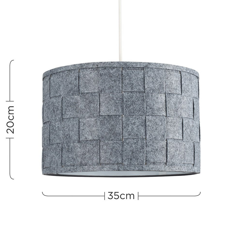 Monza 20cm H Cotton Drum Pendant Shade ( Clip On ) in Grey
