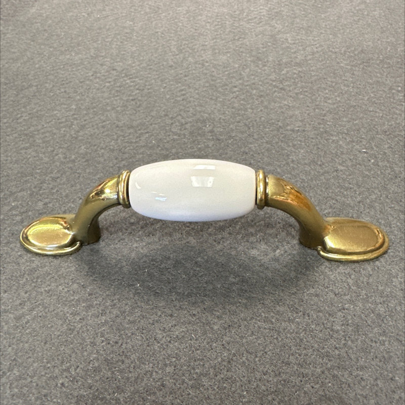 (Paquet de 5) Poignée cuillère 3 pouces en laiton antique avec insert en céramique blanche