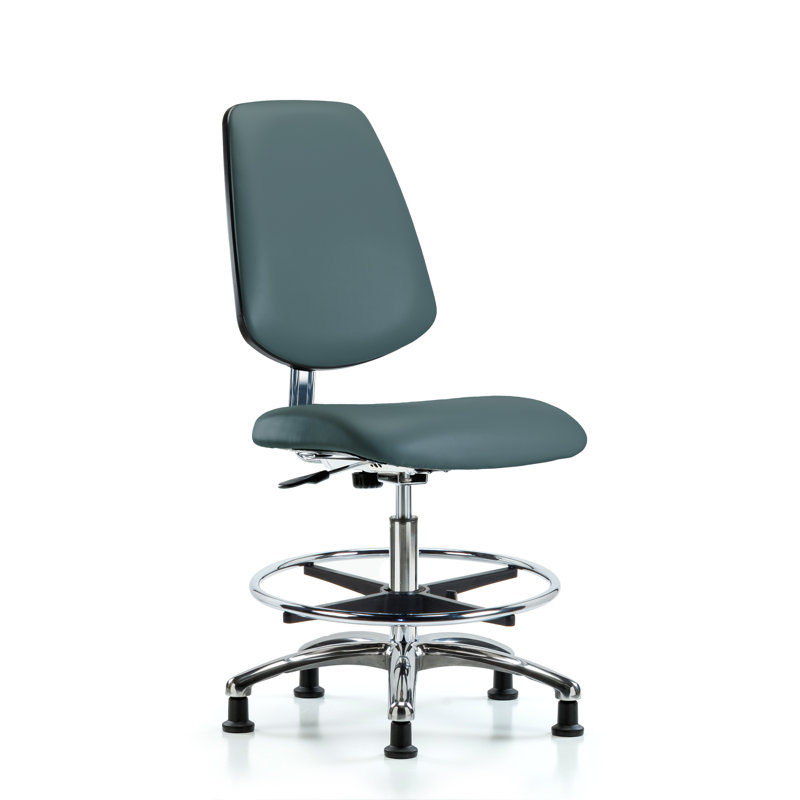 Anais Vinyl Drafting Chair, Colonial Blue, Glides