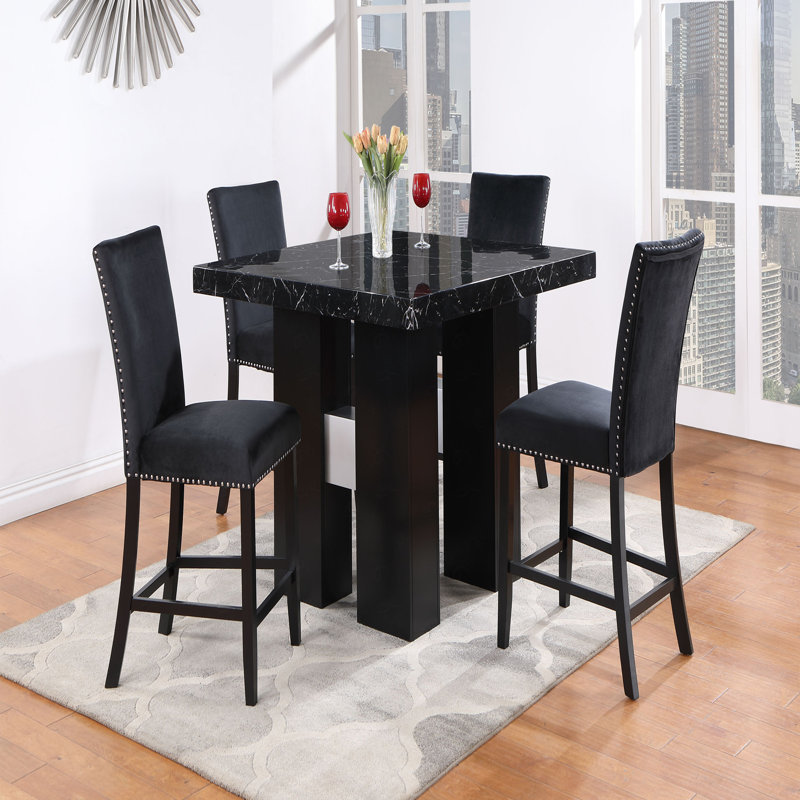 TABLE DE BAR ET TABOURETS DE BAR, Noir