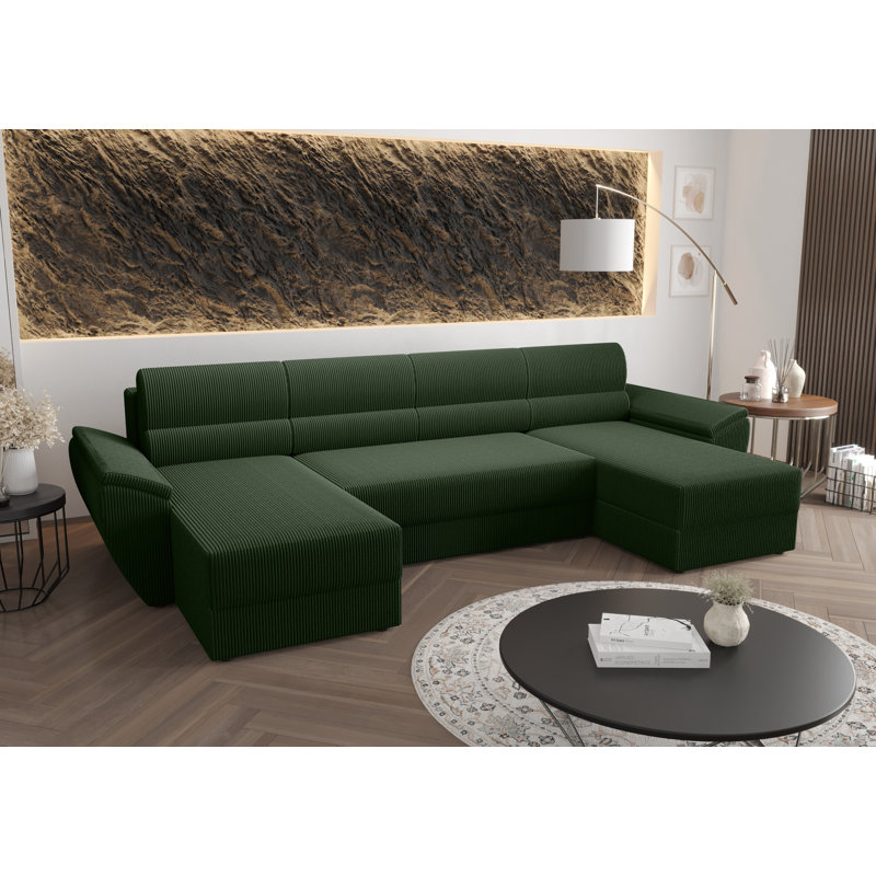 Berk 5 Seater Corner Sofa , Green - Poso14