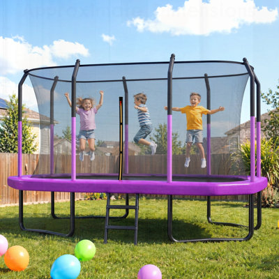 Trampoline rectangulaire pour enfants et adultes, filet d'enclos et tapis de saut résistant aux rayons UV, trampoline de gymnastique d'extérieur robuste