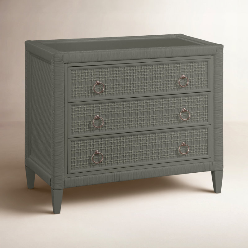Naples 3 Drawer 36" W Dresser, No, Greystone, Brass
