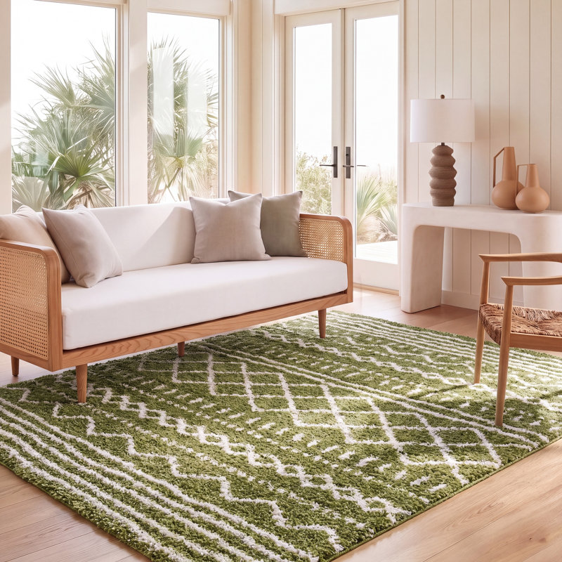 Tapis à chevrons Develin Performance, Green/Ivory, Rectangle 5 pi 1 po x 7 pi 6 po