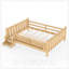 Grand lit au sol avec bibliothèques de rangement, fabrication en bois massif, escaliers mignons et garde-corps, aucun sommier nécessaire-181991594-181991596