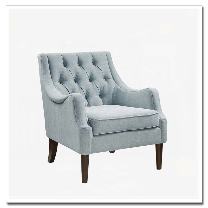 Fauteuil d'appoint capitonné, Bleu cendré