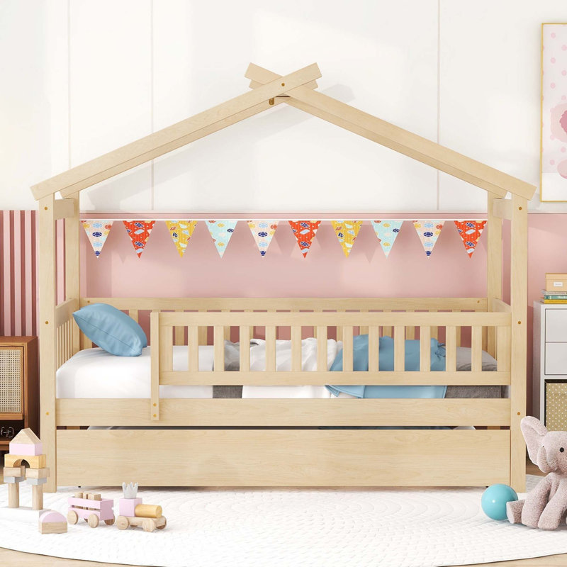 Lit de maison en bois avec gigogne peu encombrant Imaginative