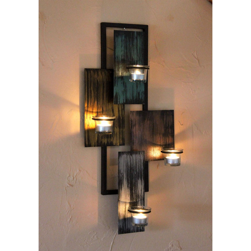 Abstract Wall Tea Light Holder Metal 61 cm Black