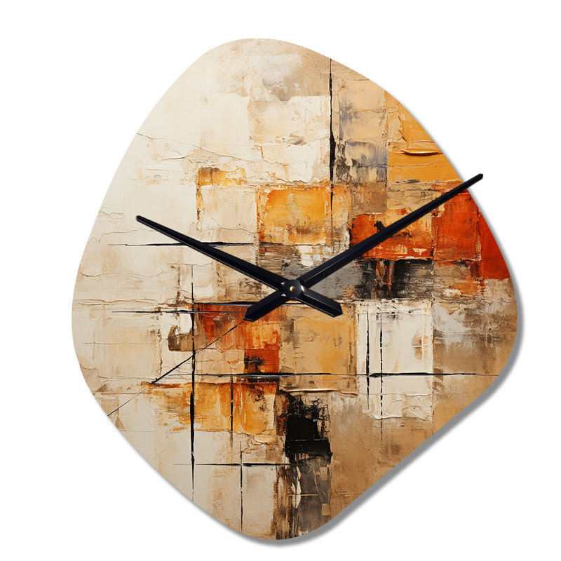 Jaune jaune, orange abstrait, impressions fractales - horloge asymétrique, Petit