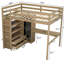 Lit mezzanine en bois pleine grandeur avec garde-robe intégrée, bureau, tablettes de rangement et tiroirs, noyer (ancien SKU: GX000466AAD)