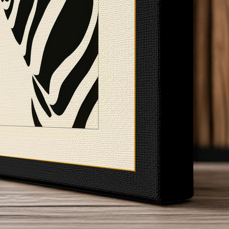 Zebra in Profile Minimalist - Wrapped Canvas, 18x12 - 45.7 x 30.5 cm, Black Border