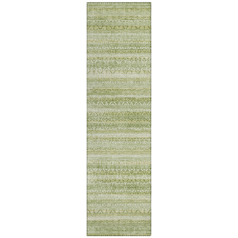 Machine Washable Indoor/Outdoor Xhevrie Sage Rug, Runner 2'3" x 7'6"