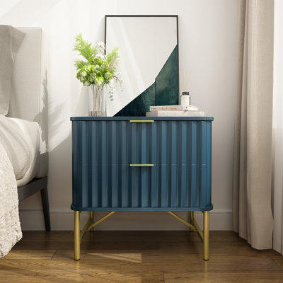 Barbeau Modern Fluted Nightstand With 2 Drawers
