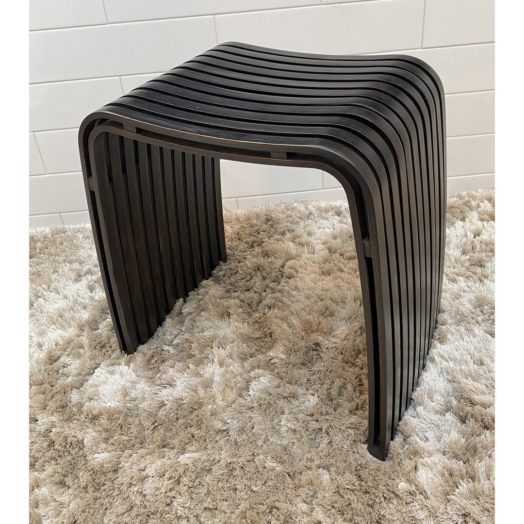 Bamboo Spa Stool 18" Tall In This Space Color: Dark Coffee