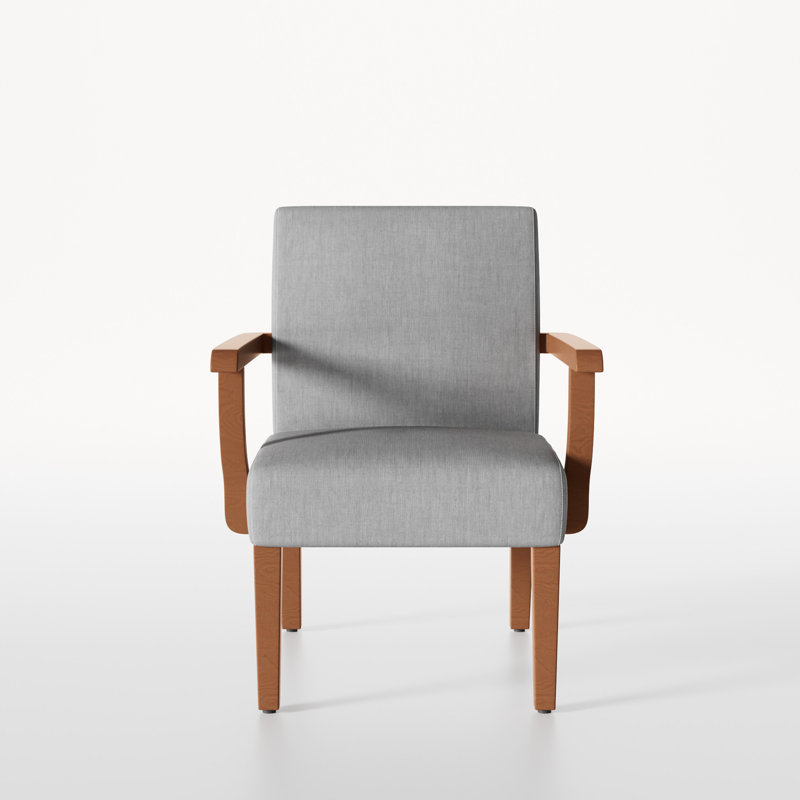 Ensemble de 2 chaises avec cadre en bois, Tissu gris pâle
