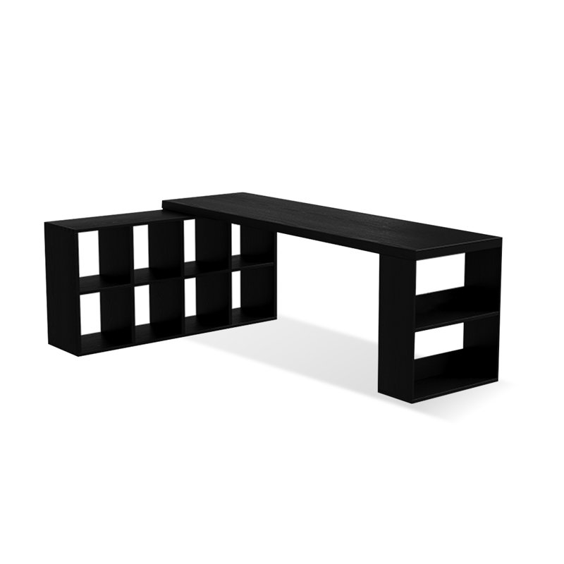 Bureau rectangulaire en bois massif noir, H 29,53 po x l 70,87 po x P 23,62 po, Retour à gauche