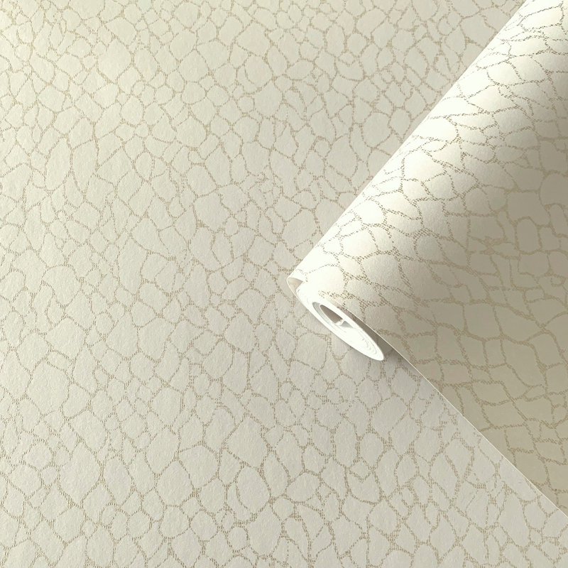 Nicely Boutique Collection Metallic Webbing 10.05m x 53cm Wallpaper Roll, Cream