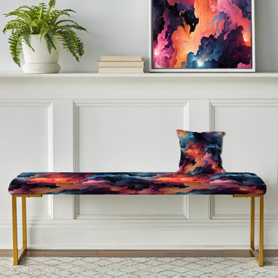 Morisa - Abstract Upholstered Gold Bench