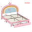 Lit double tapissier arc-en-ciel pleine grandeur, lit plateforme en velours avec tiroir de rangement, aucun sommier nécessaire-611750685