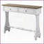 Table basse antique blanche avec 2 tiroirs - glissières en bois lisse Rangement 3/4 extension