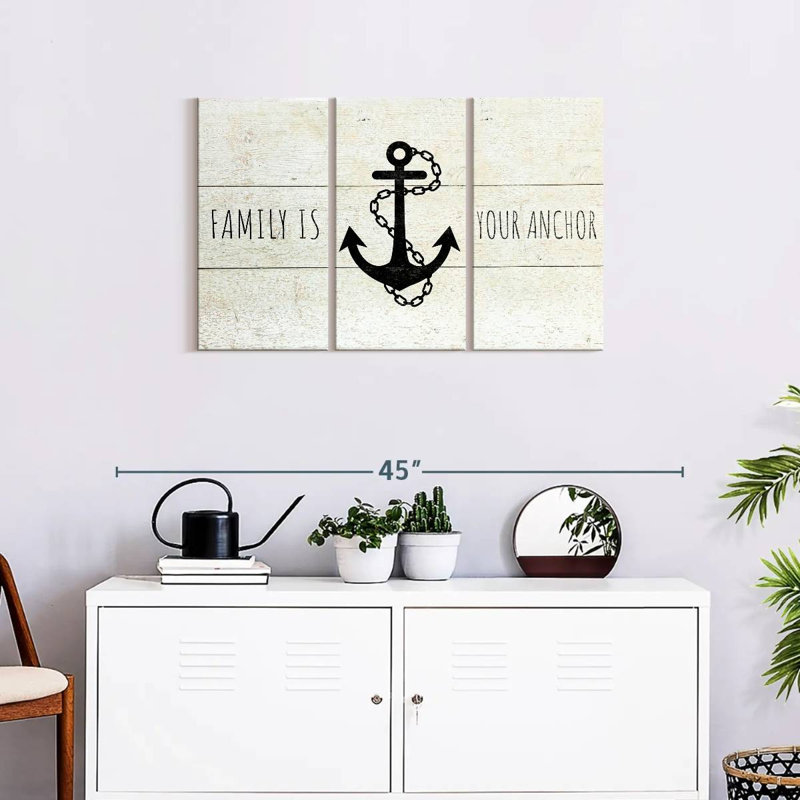 Ensemble de 3 citation sur toile Family Anchor, H 20 po x l 33 po x P 1,25 po