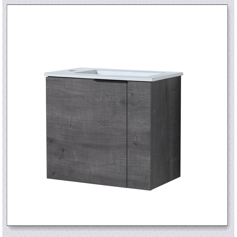 Meuble-lavabo de salle de bain avec lavabo 22 po pour petite salle de bain, meuble-lavabo flottant avec porte à fermeture en douceur