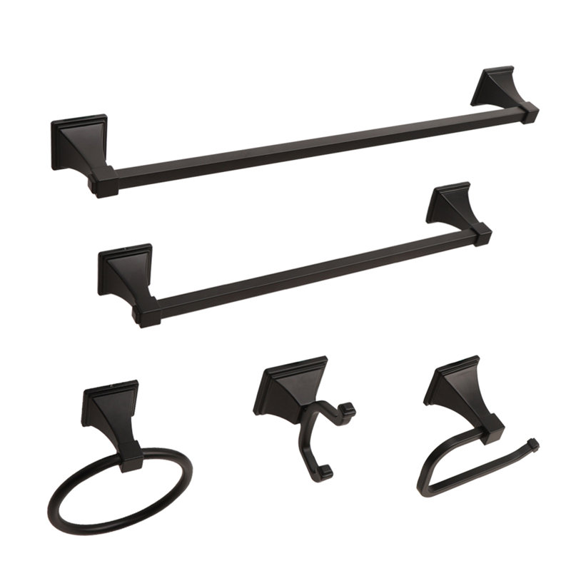 Ensemble de quincaillerie de salle de bain 5 pièces, Noir frotté à l'huile