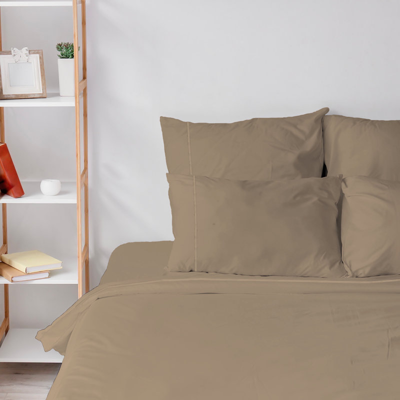 6 Piece Ultra Soft Double Brushed Microfiber Sheet Set, Cooling Sheets with Extra Deep Pockets - Machine Washable, Taupe