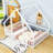 Wood House-Shaped Floor Bed With Fence-1307813707-1307813710