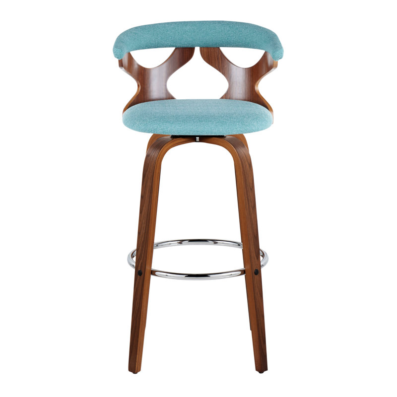 Gardenia Swivel Upholstered Counter Stool, Blue