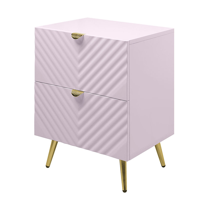 Table de chevet 2 tiroirs Gaines, Rose